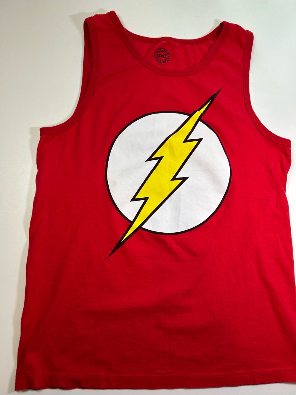 DC Comics Unisex Small S The Flash Red Tank Top with Lightning Bolt